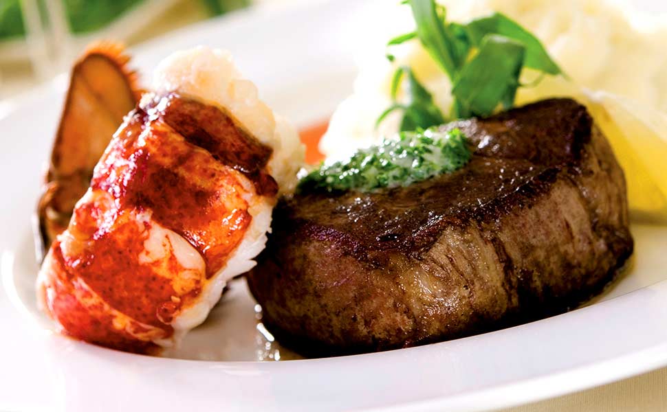 Shrimp and Steak on a plate